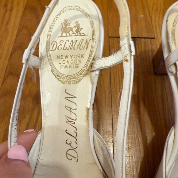 DELMAN CAPTOE TWO TONED SPECTATOR SLINGBACK PUMP 6.5 AA NARROW-WHITE/TAUPE VTG - Picture 11 of 13